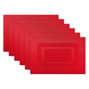 DII Natural Pvc Doubleframe Placemat (Set of 6)-Color:Tango Red,Quantity:Set of 6