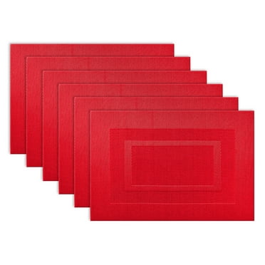 DII Natural Pvc Doubleframe Placemat (Set of 6)-Color:Tango Red,Quantity:Set of 6