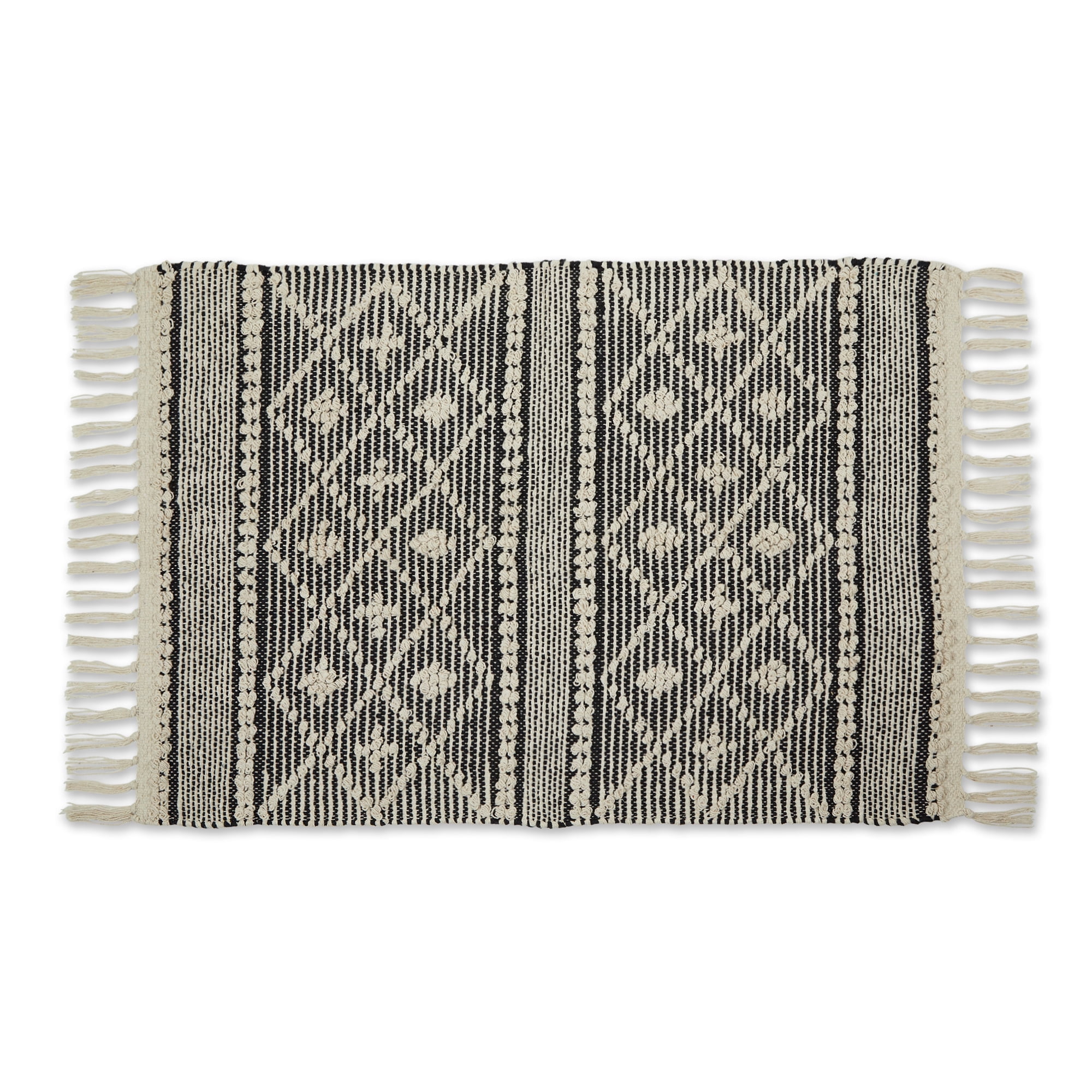 DII Natural and Black Diamond Textured Hand-Loomed Cotton Rug 2x3 Ft ...