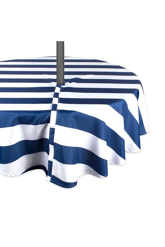DII Nautical Blue Cabana Stripe Outdoor Tablecloth With Zipper
