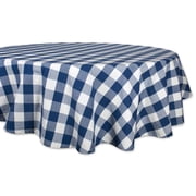 DII Navy Buffalo Check Tablecloth 70 Round, 100% Cotton