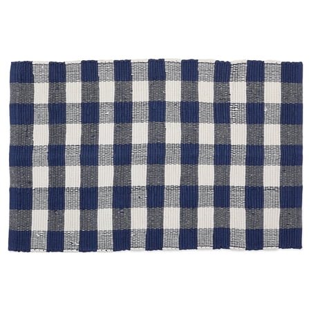 DII Navy & Cream Buffalo Check Rag Rug, 24" x 36"