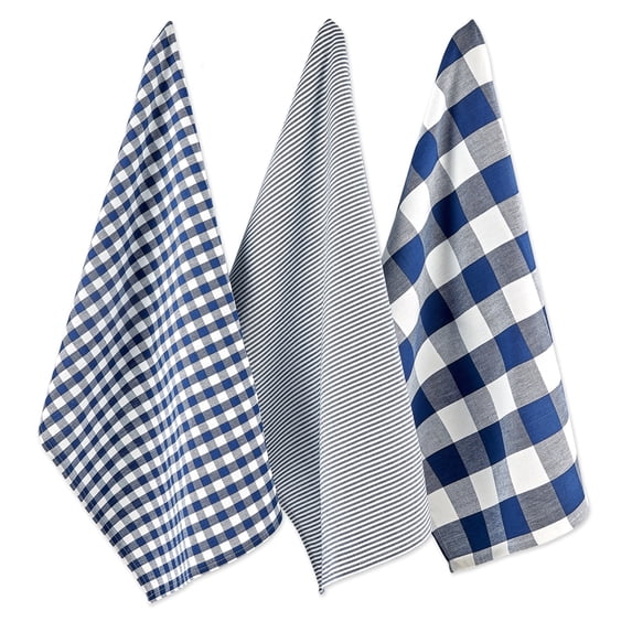 DII Navy/Off White Dishtowel Set