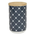 thumbnail image 1 of Bone Dry Trellis Paw Pet Treat Canister with Bamboo Lid Dog & Cat, 4x6.5", Navy, 1 of 5
