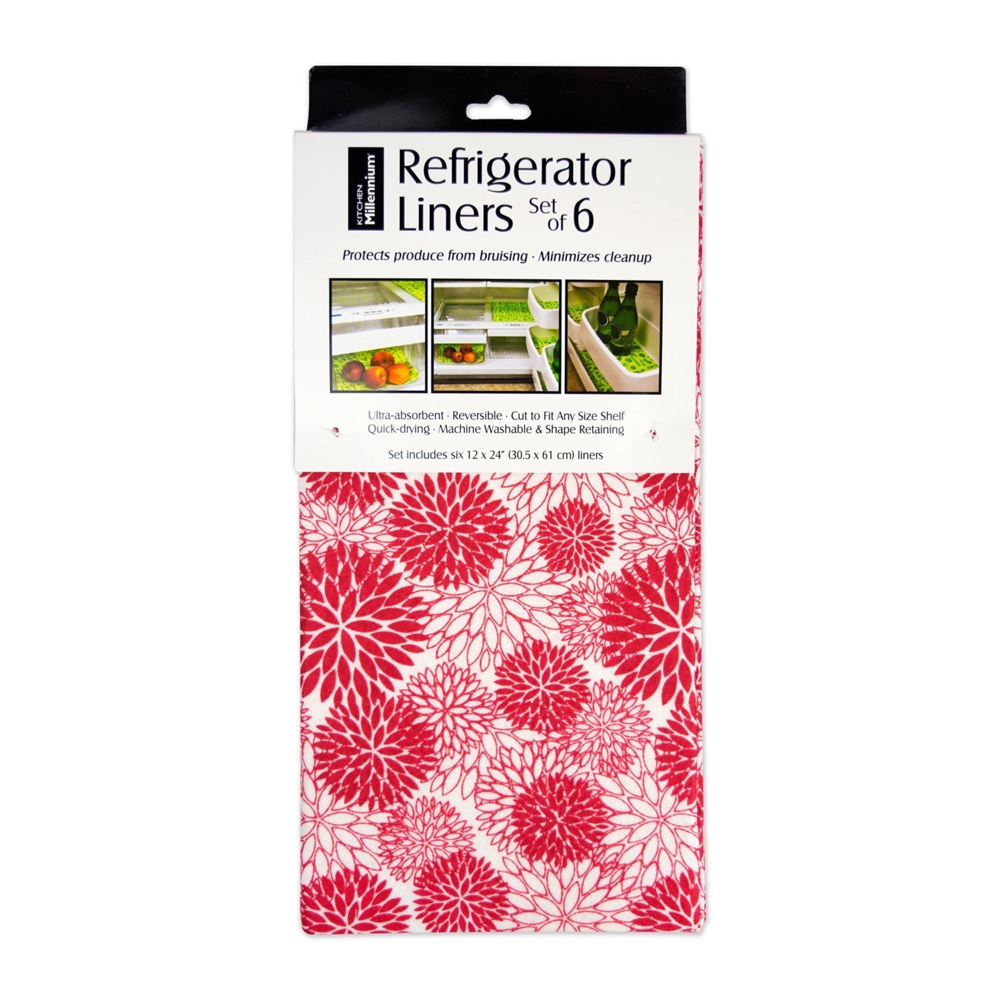 Tango Red Dahlia Non-Adhesive Reversible Fridge Liners, Set of 6
