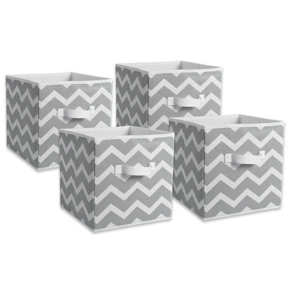DII Non Woven Polyester Storage Bin, Chevron, Gray, Small Set of 4