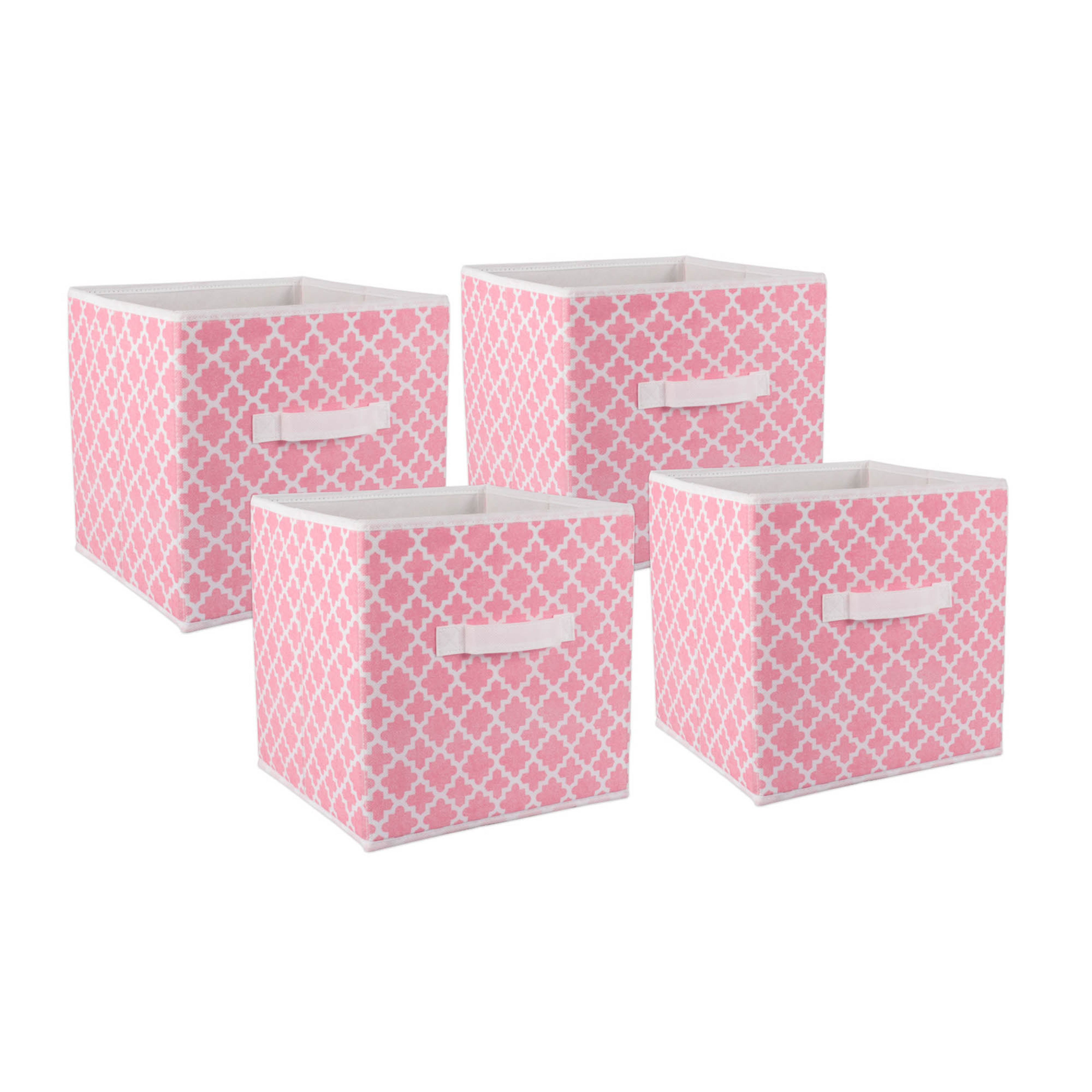 DII Nonwoven Polyester Cube Lattice Pink Sorbet Square (Set of 4)