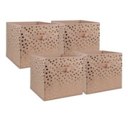 DII Non Woven Polyester Storage Bin, Polka Dot, Pink & Gold, Small Set of 4