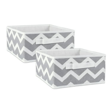 DII Nonwoven Polyester Bin Chevron Gray Square Medium 11x11x5.5 Set/2