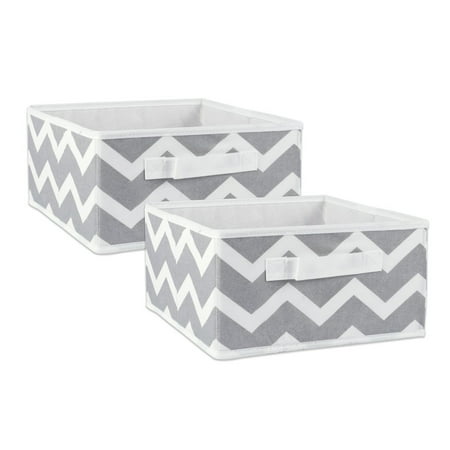 DII Nonwoven Polyester Bin Chevron Gray Square Medium 11x11x5.5 Set/2