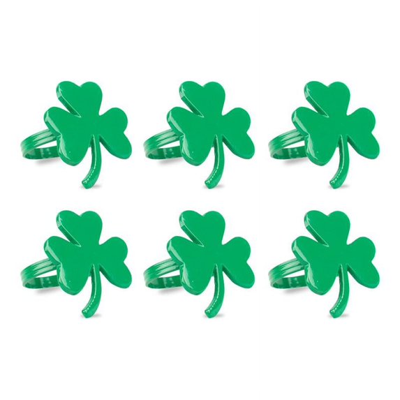 DII Novelty Green Shamrock Napkin Rings, Set of 6, Casted Brass, Multiple Patterns