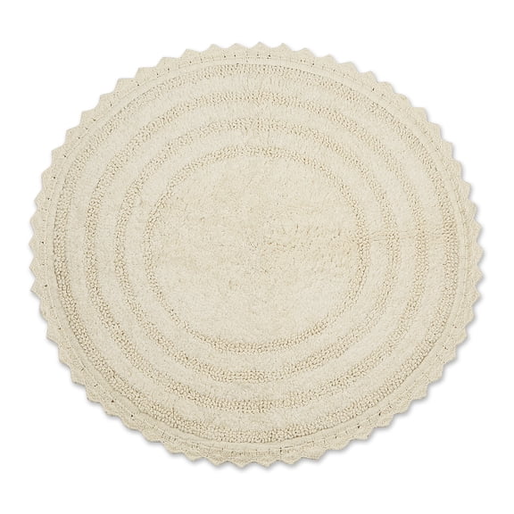 Off White Round Crochet Bath Mat