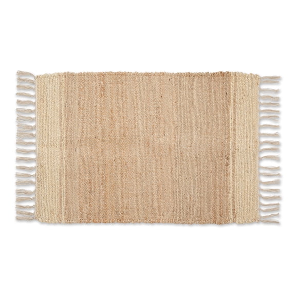DII Off White With Natural Jute Stripes Hand-Loomed Rug 2x3