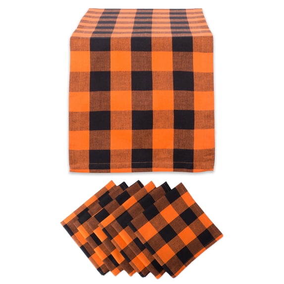 DII Orange Buffalo Check Table Set