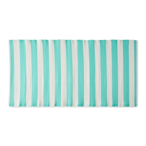 DII Outdoor Rug Collection Reversible Woven Polypropylene Mat, 3x6-Feet, Aqua & White