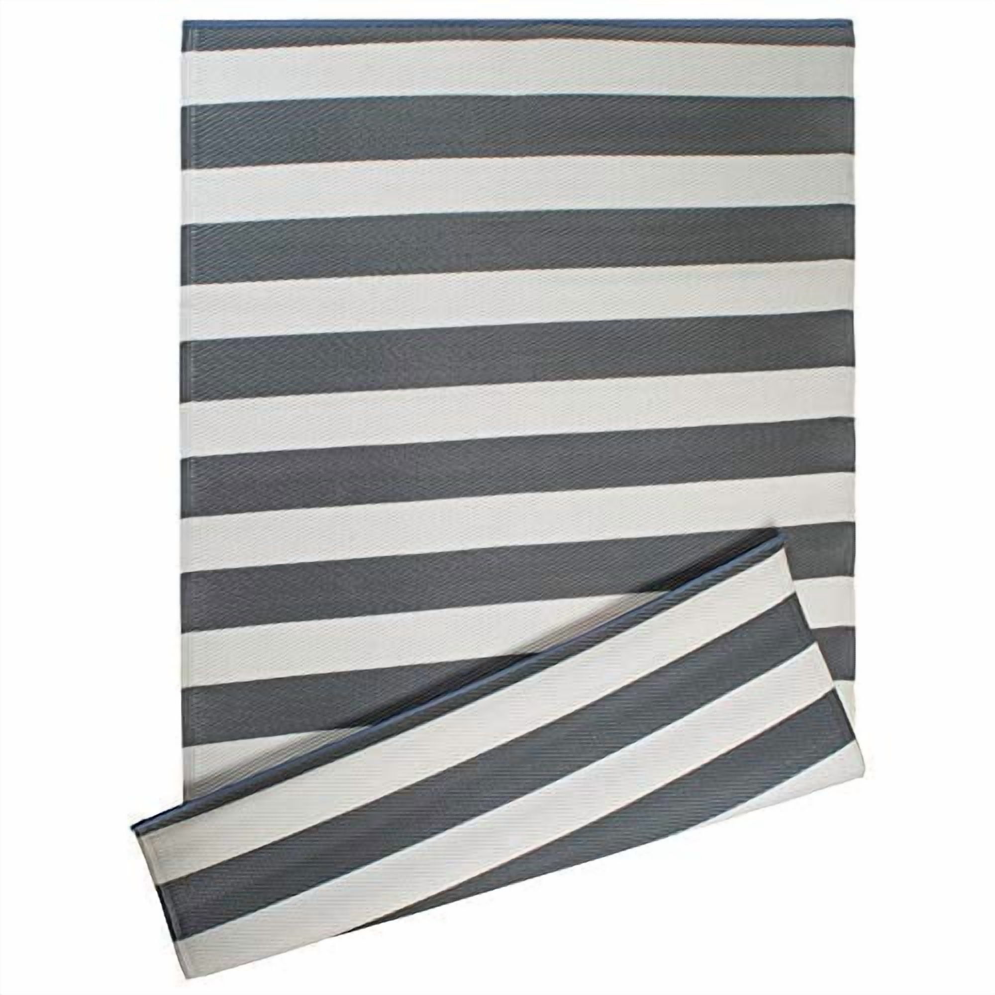 DII Gray/White Stripe Outdoor Rug