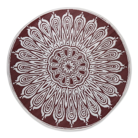 DII Outdoor Rugs Collection Reversible Woven, 5' Round, Blackberry Sunflower