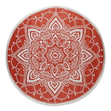 DII Outdoor Rugs Collection Reversible Woven, 5' Round, Spice Boho