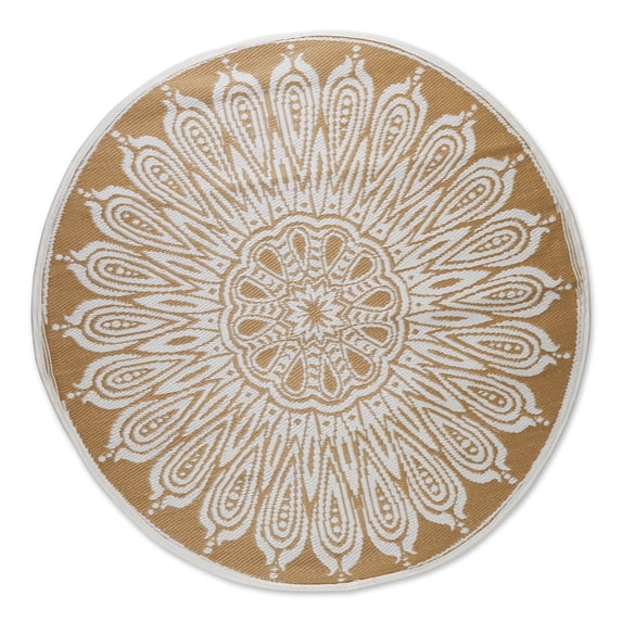 DII Outdoor Rugs Collection Reversible Woven, 5' Round, Taupe Sunflower