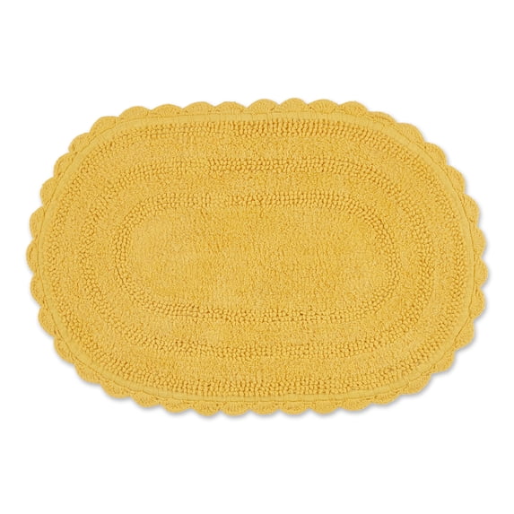 DII Yellow Small Oval Crochet Bath Mat