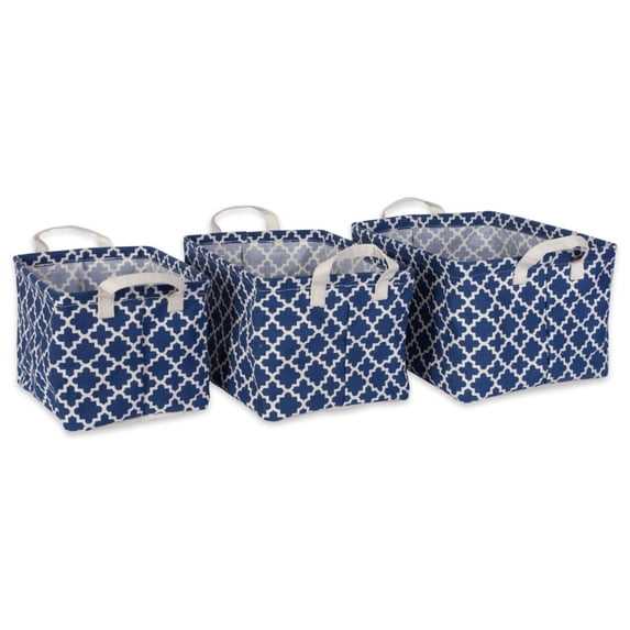 Home Decorative Pe-Coated Nesting Fabric Bin Set - Nautical Blue