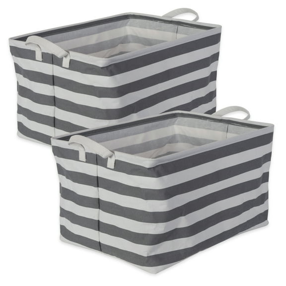 DII PE-Coated Cotton/Poly Rectangle Collapsible Laundry Bin Set/2