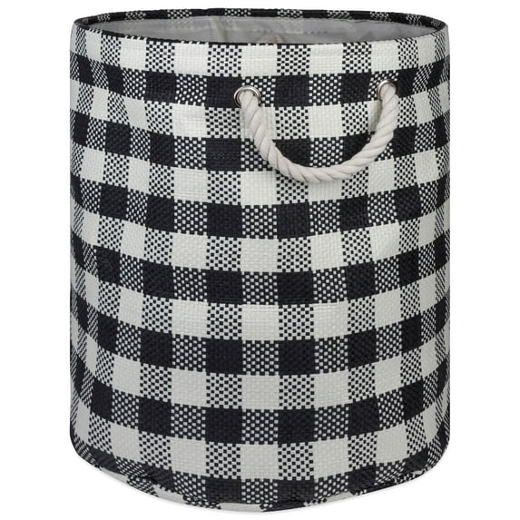 DII Paper Bin Checkers Black Round Large