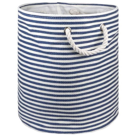 DII Paper Bin Pinstripe Nautical Blue Round Medium
