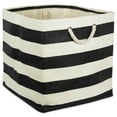 thumbnail image 1 of DII Square Modern Style Paper Stripe Cube Storage Bin in Black, 1 of 6