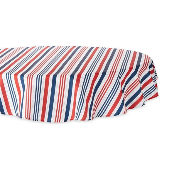 DII Patriotic Stripe Outdoor Tablecloth 60" Round