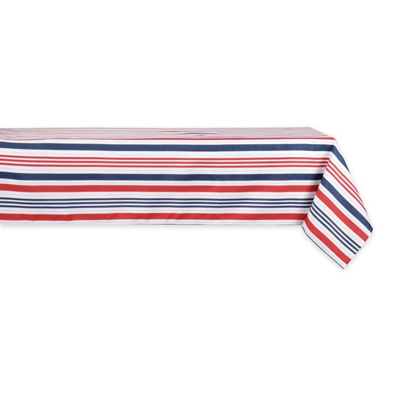 DII Patriotic Stripe Outdoor Tablecloth, 60x84", 100% Polyester