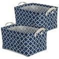 thumbnail image 1 of DII Patterned Canvas Laundry Basket with Handles, 2 Pack, Large, Blue Lattice, 1 of 7
