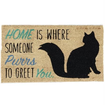 DII Pet Print Collection Natural Coir Doormat, 17x29", Home Cat
