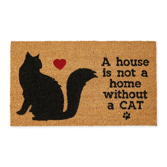 DII Pet Print Collection Natural Coir Doormat, 17x29", Not A Home w/o A Cat