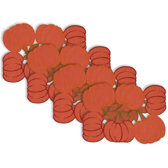 DII Modern Style Fabric Embroidered Pumpkin Placemat in Orange (Set of 4)