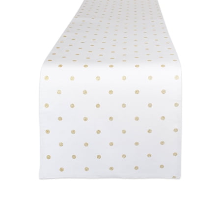 DII Polka Dot Kitchen Collection, Table Runner, 13x90, Metallic White/Silver Reversible