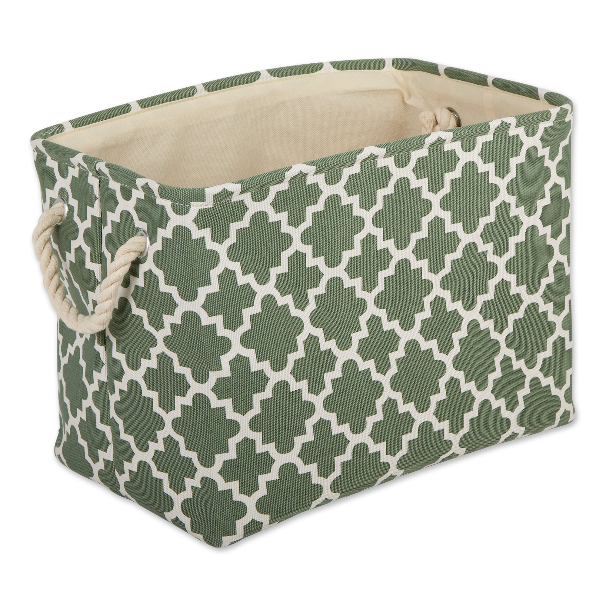 Artichoke Green Fabric Storage Bin with Rope Handles