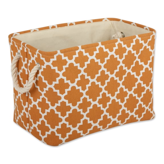 DII Polyester Container with Handles, Lattice Storage Bin, Medium, Pumpkin Spice
