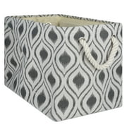 DII Polyester Medium Storage Bin - Ikat Pattern - 16x10x12", Mineral