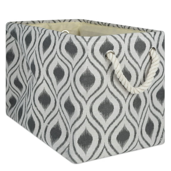 DII Polyester Bin Ikat Mineral Rectangle Medium 16x10x12