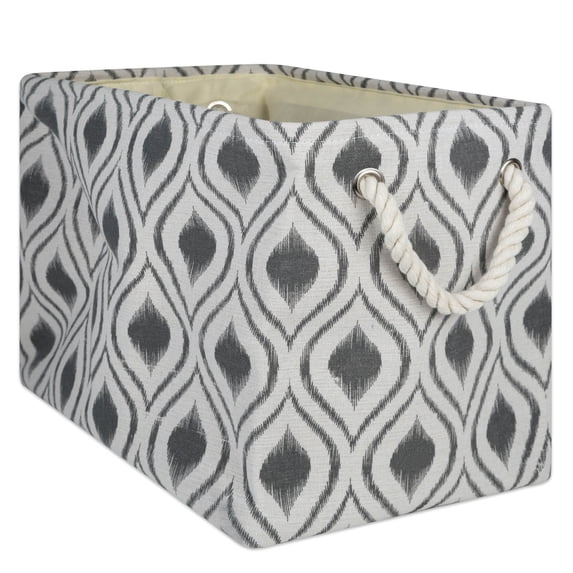 DII Polyester Medium Storage Bin - Ikat Pattern - 16x10x12", Mineral