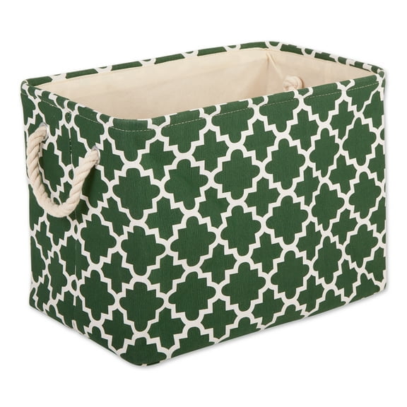 DII Polyester Container with Handles, Lattice Storage Bin, Large, Hunter Green