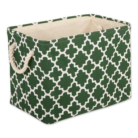 DII Polyester Container with Handles, Lattice Storage Bin, Large, Hunter Green