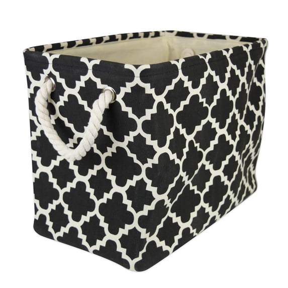 DII Polyester Bin Lattice Black Rectangle Medium 16x10x12
