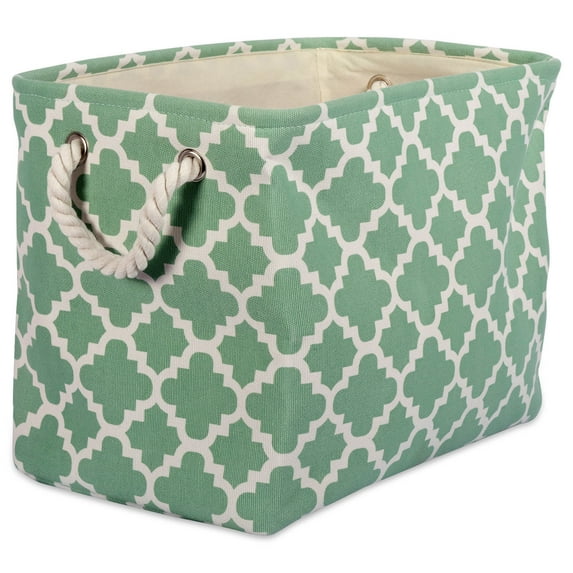 DII Polyester Container with Handles, Lattice Storage Bin, Medium, Bright Green