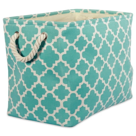 DII Polyester Bin Lattice Aqua Rectangle Small 14x8x9