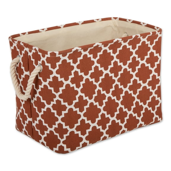 DII Polyester Container with Handles, Lattice Storage Bin, Small, Cinnamon