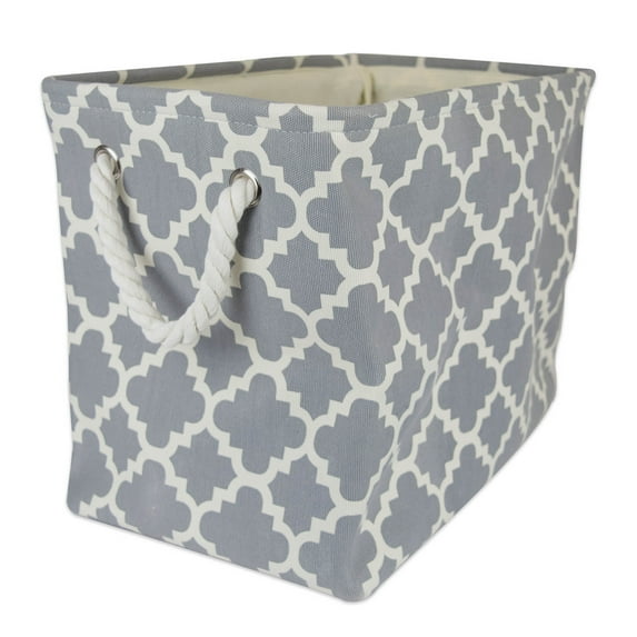 DII Polyester Bin Lattice Gray Rectangle Small