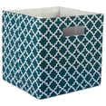 thumbnail image 1 of Design Imports Polyester Cube Lattice Teal Square, 11"x11"x11", 100% Polyester, Blue, 1 of 6