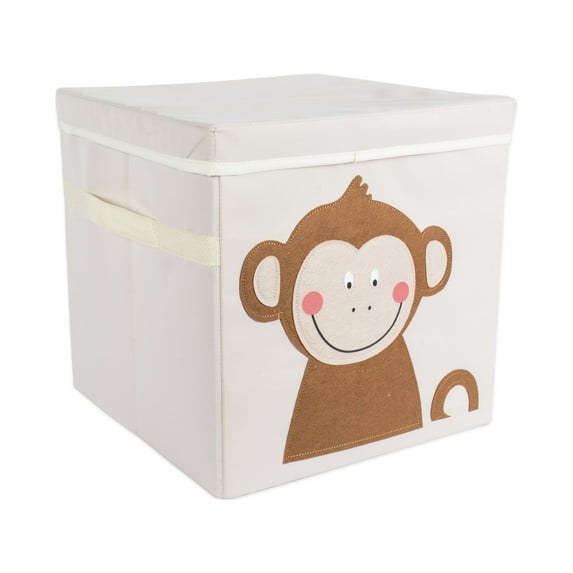 Design Imports Polyester Kid Fts Cube Monkey Square with Lid, 13"x13"x13", Polyester, Multi